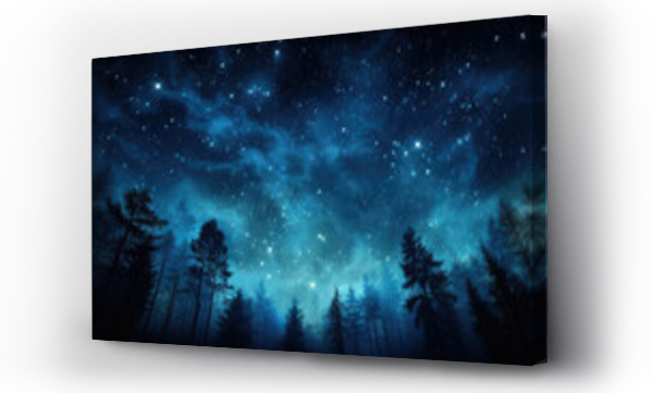 Wizualizacja Obrazu : #727903895 Starry night sky over silhouette of forest suitable for meditation wallpaper or fantasy backdrop