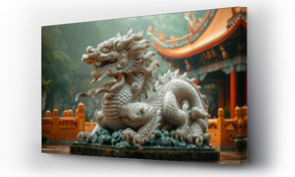 Wizualizacja Obrazu : #727970197 Stone Dragon Sculpture, Majestic Mythical Creature