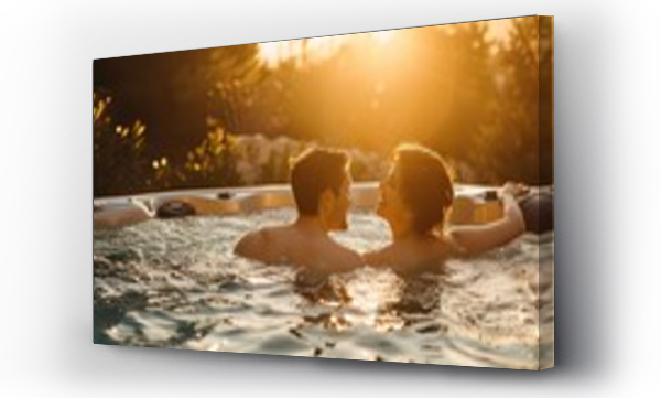 Wizualizacja Obrazu : #728689578 Couple (man and woman) relaxing in a hot tub for romantic spa day