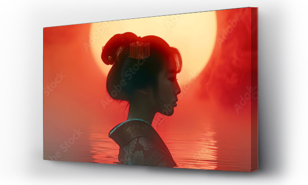 Wizualizacja Obrazu : #729138078 Asiatische Frau vor Sonnenuntergang