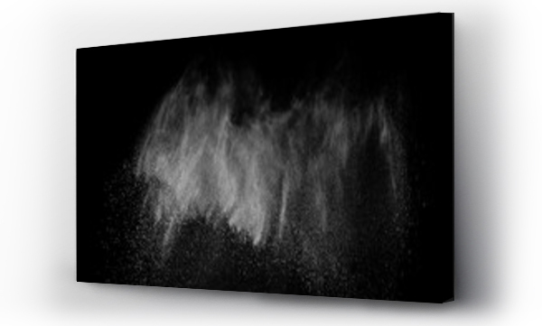 Wizualizacja Obrazu : #729611915 Abstract white dust on black background. Light smoke texture. Powder explosion. Splash water overlay.	
