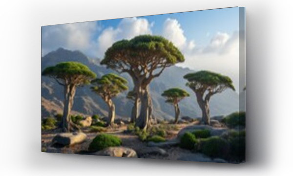 Wizualizacja Obrazu : #729831947 Endemic dragon trees in remote Socotra island, Yemen