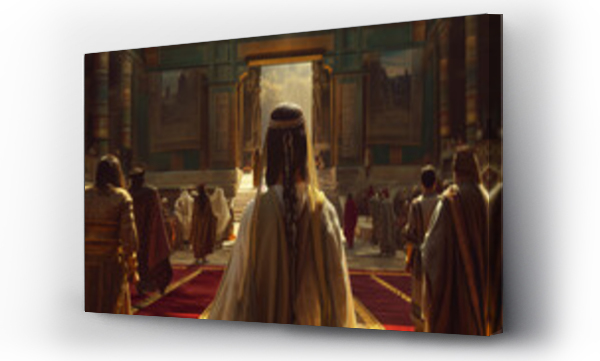 Wizualizacja Obrazu : #731931276 Queen Esther, Jewish woman, walking down hallway, ancient times