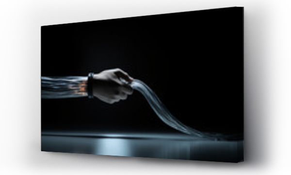 Wizualizacja Obrazu : #736367597 Glasfaserkabel, Leuchtendes Kabel mit leuchtenden Adern, Schnelles Internet durch digitalen Ausbau des Netzes, Abstrakte Darstellung eines Glasfaserkabels