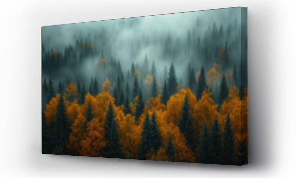 Wizualizacja Obrazu : #737464681 Misty Autumn Forest with Golden Foliage Generative AI image