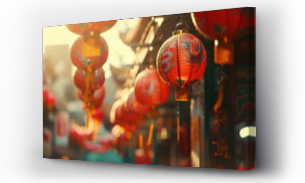 Wizualizacja Obrazu : #738254117 A vibrant Chinatown with hanging lanterns