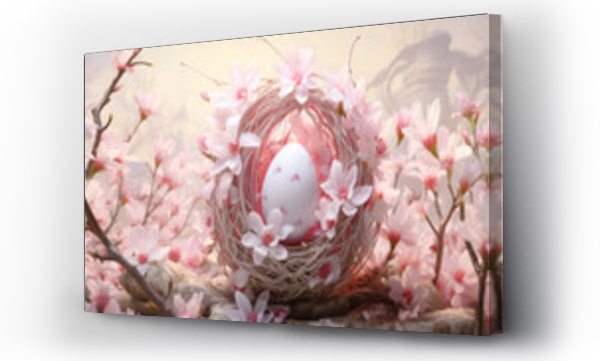 Wizualizacja Obrazu : #738792581 Jasne t?o na ?yczenia Wielkanocne. Alleluja - Weso?ych ?wi?t Wielkiej Nocy. Jajka, kwiaty i inne wiosenne dekoracje.