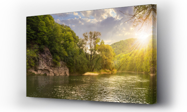 Krajobrazy, las, natura, promienie, river