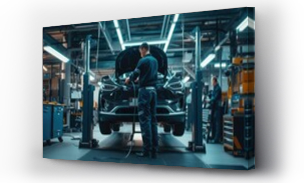 Wizualizacja Obrazu : #739520542 A mechanic fixing a car in an automotive factory AIG41