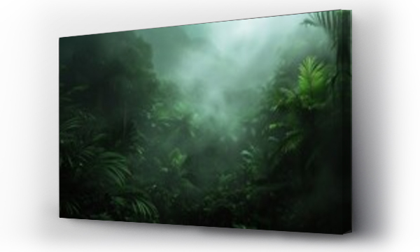 Wizualizacja Obrazu : #740247556 Exotic foggy forest Jungle panorama forest oasis Foggy dark forest Natural forest landscape 3D illustration
