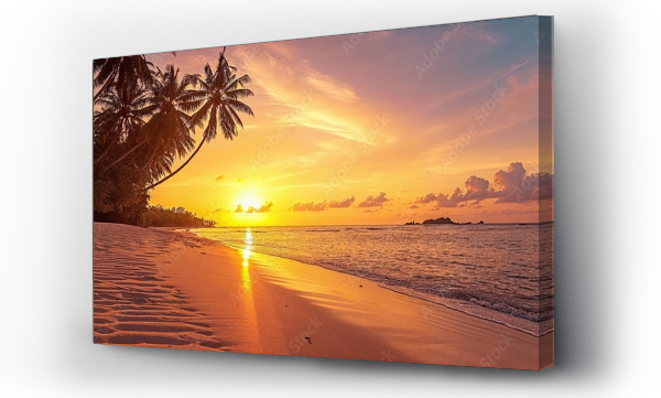 Wizualizacja Obrazu : #740250844 Breath-taking Sunrise Beach. Tropical Holiday Location. Travel wallpaper.