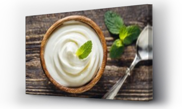 Wizualizacja Obrazu : #742683648 close up of white natural creamy vanilla yogurt top view