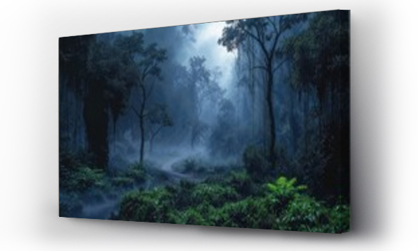 Wizualizacja Obrazu : #745101669 Atmospheric Wilderness Photo. Foggy Jungle / Nature Background.