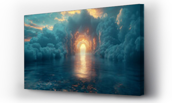 Wizualizacja Obrazu : #745869913 Mysterious arch of clouds over water, portal to heaven or afterlife