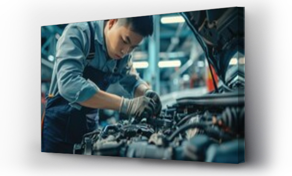 Wizualizacja Obrazu : #748335729 The dedicated auto repair master showcases expertise and precision as they meticulously repair a car engine at the forefront of the auto service, ensuring top-tier automotive care.