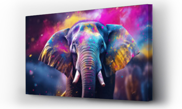Wizualizacja Obrazu : #748716971 Elephant in Paint Dust , happy holi indian concept