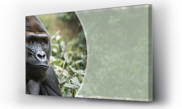 Wizualizacja Obrazu : #748786614 Portrait of a male gorilla, close-up. Male gorilla in natural conditions.  Created by artificial intelligence
