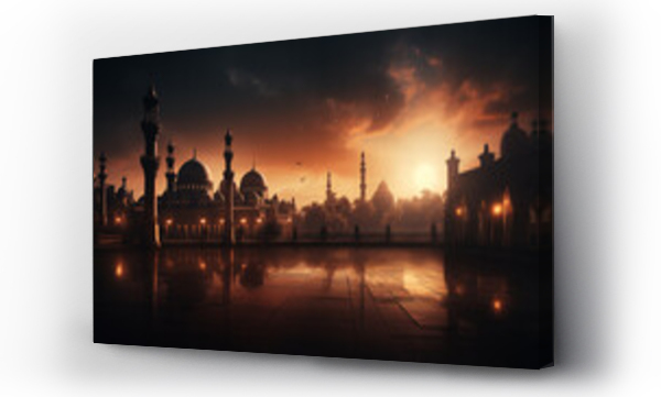 Wizualizacja Obrazu : #749422915 mosque at sunset, ramadan and eid background