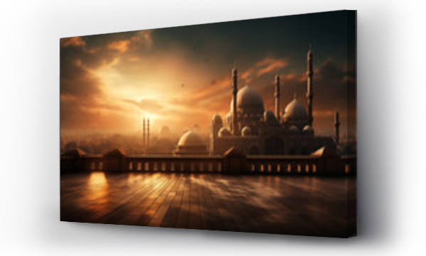 Wizualizacja Obrazu : #749423067 mosque at sunset, ramadan and eid background