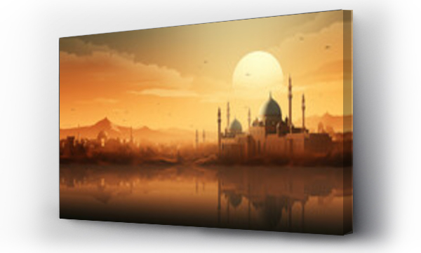 Wizualizacja Obrazu : #749423127 mosque at sunset, ramadan and eid background