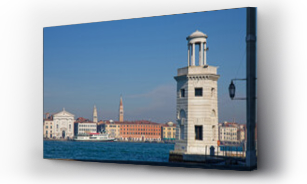 Wizualizacja Obrazu : #749561382 VENICE, ITALY, February 2, 2024 : Lighthouse of San Giorgio Maggiore and the city of Venice on the other side of the lagoon