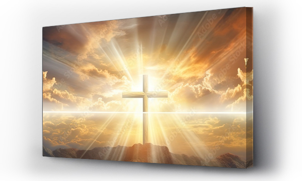 Wizualizacja Obrazu : #750975322 The cross of God in the rays of the sun. Background of religions