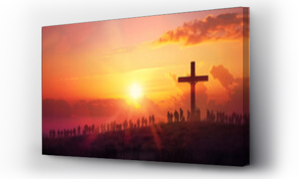 Wizualizacja Obrazu : #751001303 Silhouette of a cross and people symbolizing religion faith and beliefs