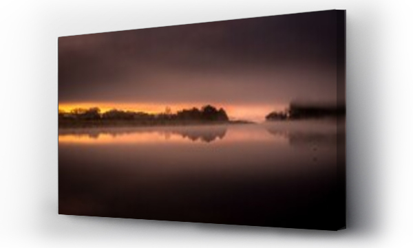 Wizualizacja Obrazu : #752616148 Peaceful sunrise with a delicate misty atmosphere over a mirrored body of water, Rhine Main Danube RMD Canal Bamberg