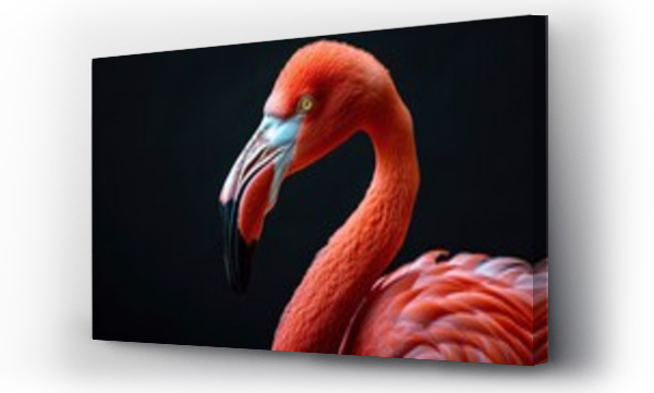 Wizualizacja Obrazu : #753540616 A flamingo is standing on a black background