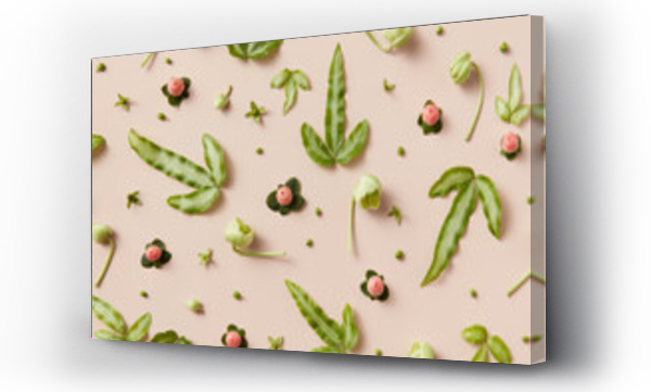Wizualizacja Obrazu : #753813258 Seamless pattern of tender flowers, small apples and leaves