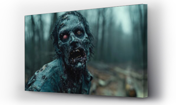 Wizualizacja Obrazu : #754701036 a portrait of Angry bloody zombie man with Fierce red eyes in forest