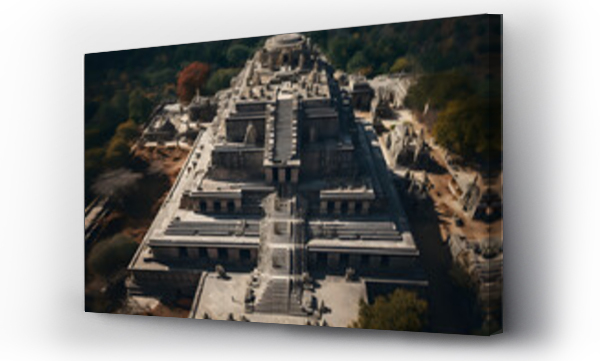 Wizualizacja Obrazu : #755011221 Aztec temple, drone photo of a aztec temple, massive temple in the jungle