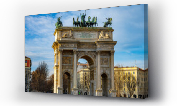 Wizualizacja Obrazu : #756073042 The Majestic Arco della Pace at Sunset in Milan, Italy