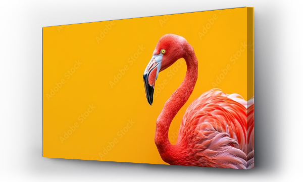 Wizualizacja Obrazu : #761464875 Pink flamingo in yellow background