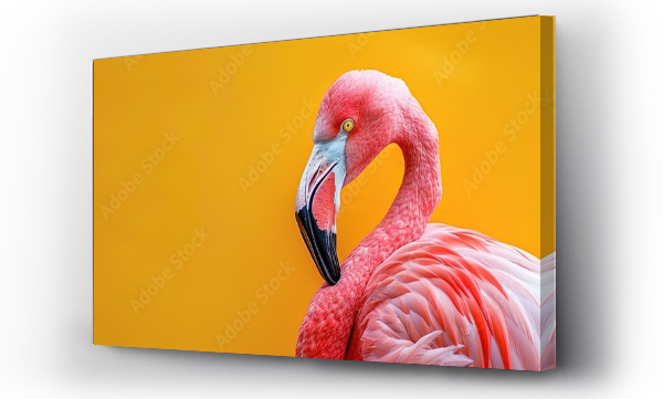 Wizualizacja Obrazu : #761464892 Pink flamingo in yellow background