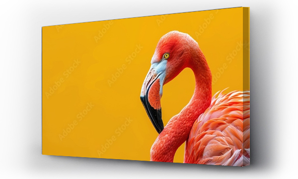Wizualizacja Obrazu : #761753173 Pink flamingo in yellow background