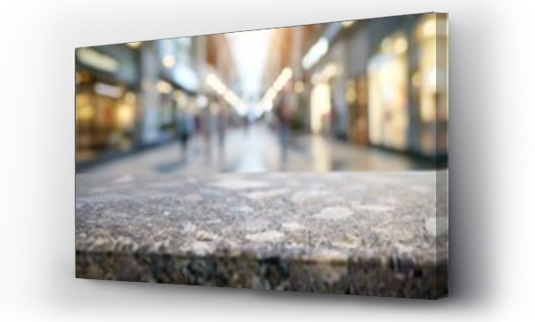 Wizualizacja Obrazu : #762913147 Stone table top and blurred shopping plaza background  can used for display or montage your products : Generative AI