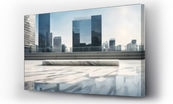 Wizualizacja Obrazu : #765029891 marble plaza and platform with a city in the background