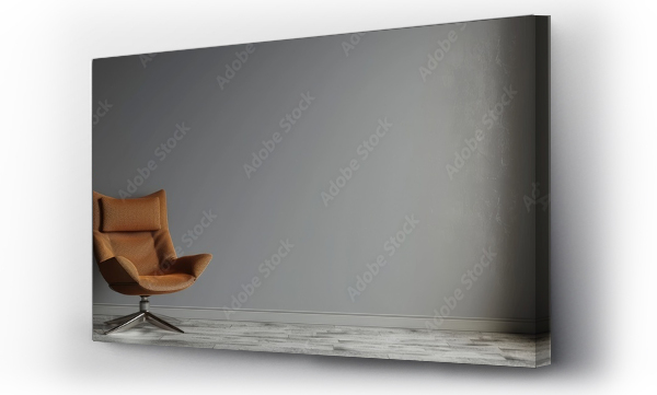 Wizualizacja Obrazu : #766732407 Beautiful living room interior with a retro-style and a blank grey wall.