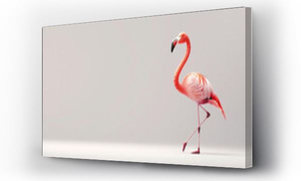 Wizualizacja Obrazu : #767091972 A beautiful pink flamingo stands on one leg in a graceful pose.