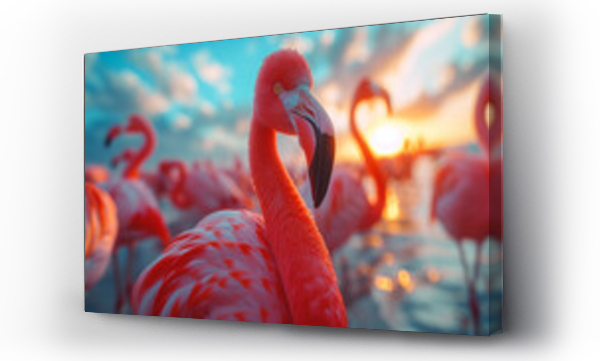 Wizualizacja Obrazu : #767653432 Migratory wild flamingoes .
