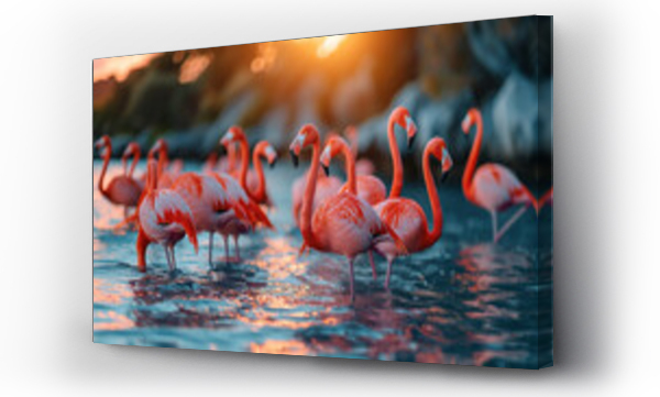 Wizualizacja Obrazu : #767653439 Migratory wild flamingoes .