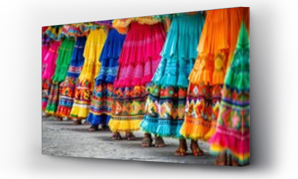 Wizualizacja Obrazu : #770637960 Traditional Mexican dancers showcase vibrant costumes at Basilica square, Mexico City during a religious festival celebrating cultural heritage