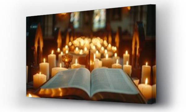 Wizualizacja Obrazu : #783540056 Open Bible with Candlelight for Spiritual Reflection