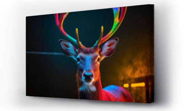 Wizualizacja Obrazu : #783760923 Portrait of deer in highly-coloured neon lights