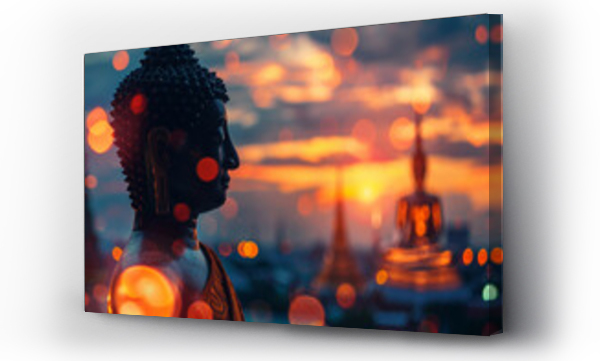 Wizualizacja Obrazu : #794422529 Serene Buddha Statue at Sunset in a Temple