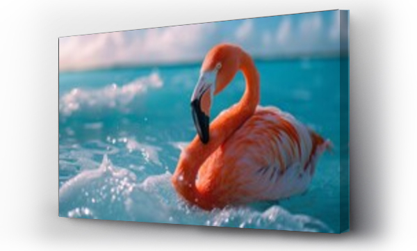 Wizualizacja Obrazu : #795251015 A close-up of a flamingo in the sea on Renaissance Island, Aruba