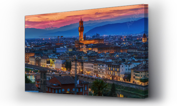 Florencja miasto panorama na zachód słońca. Panoramiczny widok.
