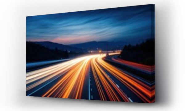 Wizualizacja Obrazu : #808191646 A blurred highway at night, with streaks of light from passing cars creating dynamic lines