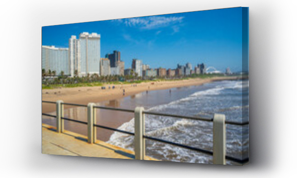 Wizualizacja Obrazu : #832104037 View of promenade, beach and hotels from pier in Indian Ocean, Durban, KwaZulu-Natal Province, South Africa
